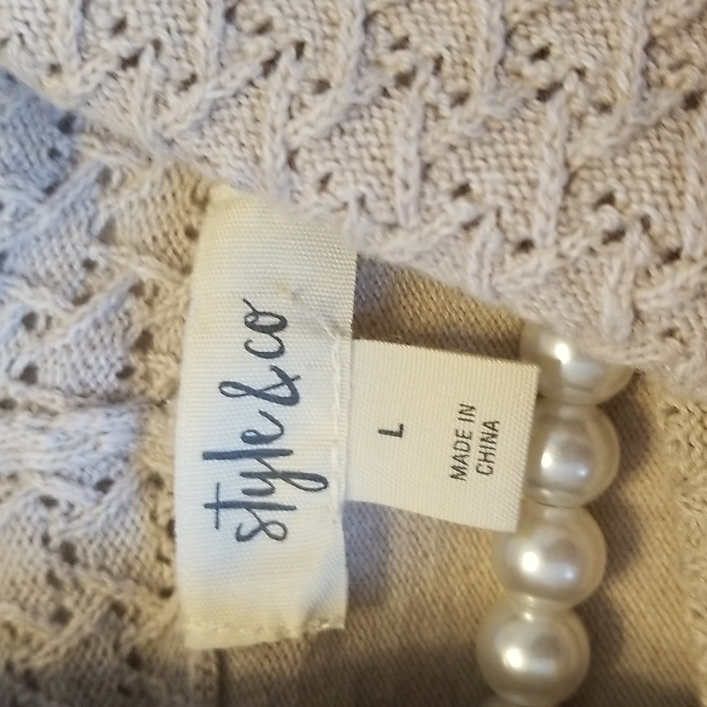 Style And Co Womens Gray Long Sleeve Fringe Sweater Size Large - Picture 7 of 9